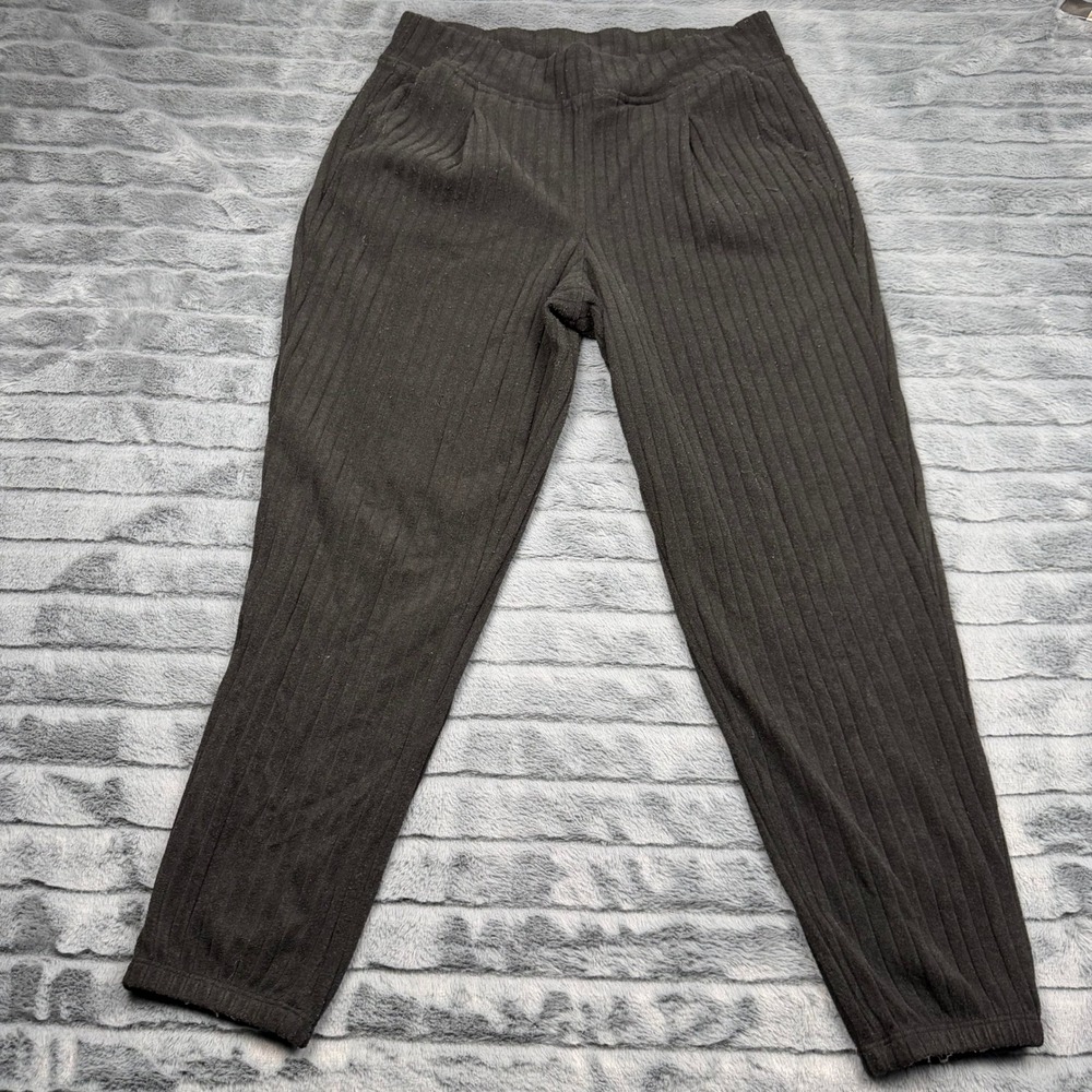 Calvin Klein Performance Black Ribbed Knit Jogger Pants Large Stretch CK Lounge